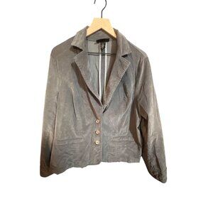 Lane Bryant Gray Corduroy Blazer Jacket Size 18 Button-Down Womens Professional